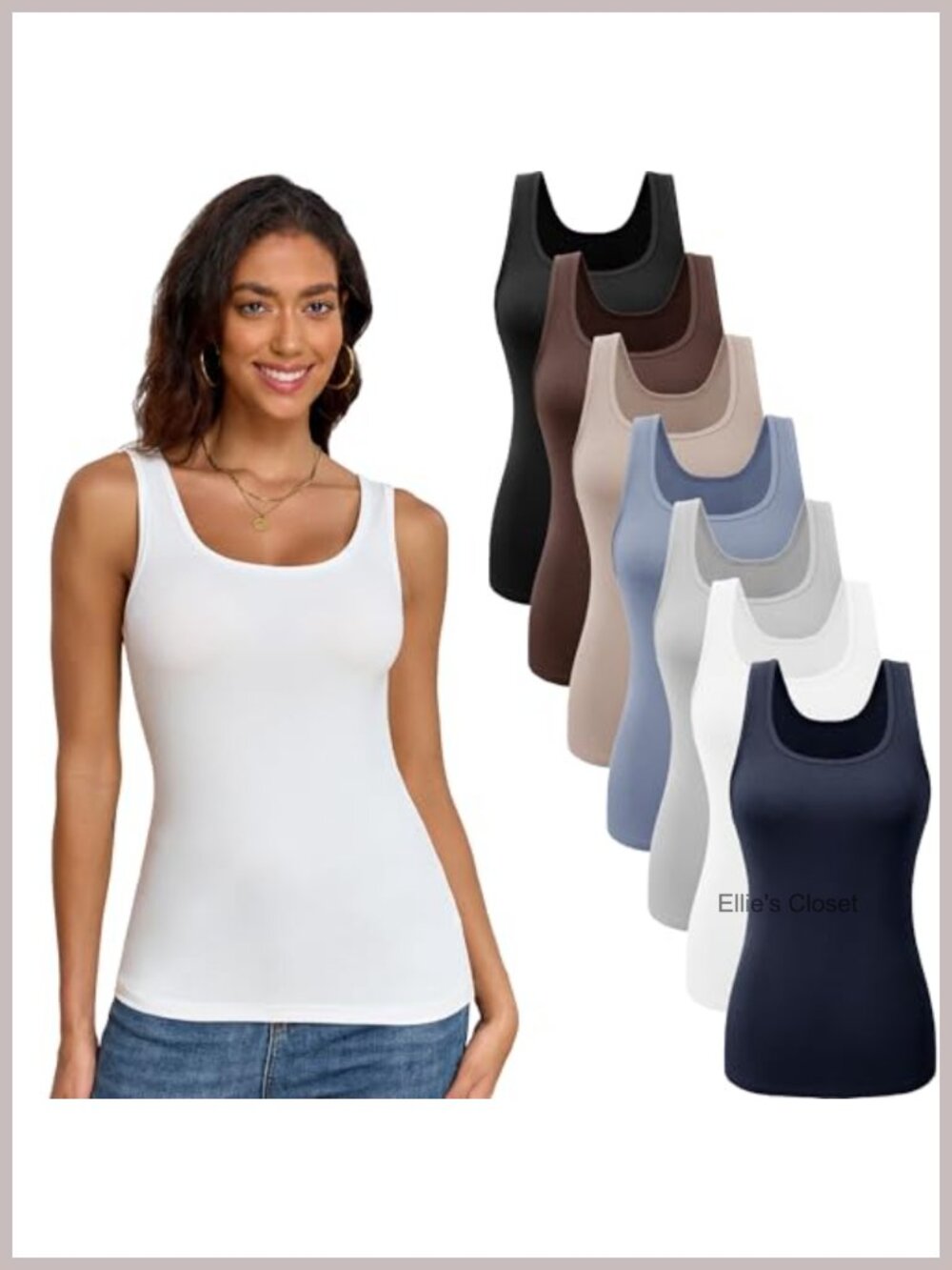 7 Pack Ribbed Tank Tops for Women Sleeveless Scoop Neck Layering Essential